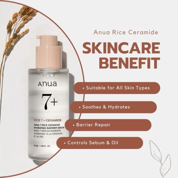 ANUA 7 Rice Ceramide Hydrating Barrier Serum 50ml - Image 3