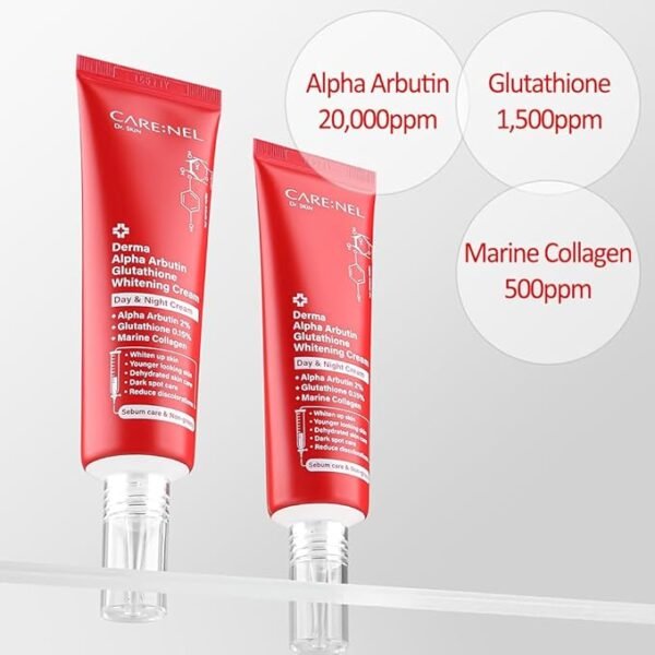 CARE:NEL Dr. Skin Derma Alpha Arbutin Glutathione Whitening Cream Day & Night 45ml - Image 4